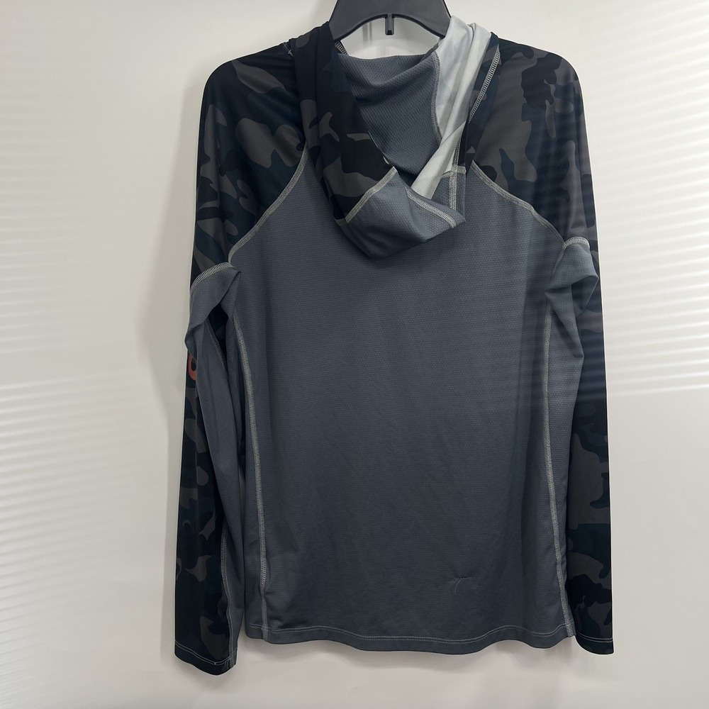 Simms SolarVent Hoodie Mens Med Gray Camo Long Sleeve Fishing Shirt UPF 50 Sun - Picture 7 of 12